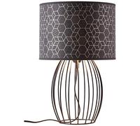 BRILLIANT Lámpara de mesa Galance, base de alambre, negro Lámparas de interior, lámparas de mesa, decorativas | 1x A60, E27, 40W, apto para lámparas normales (no incluidas) | A ++ | Pantalla de estructura noble hecha de papel tapiz de vinil