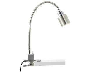 Brilliant LED Klemmleuchte in nickel chrom mit Flexarm & Kippschalter | Lampada a morsetto flessibile, 37 x 27 cm, GU10, 3W, 300lm, 3000K, nichel/cromo
