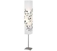 Brilliant Nerva 92603/81 - Piantana a 2 luci, E14, massimo 40 W, in metallo e carta di riso, colore: ferro/bianco/grigio