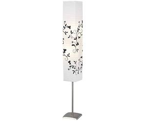 Brilliant Nerva 92603/81 - Piantana a 2 luci, E14, massimo 40 W, in metallo e carta di riso, colore: ferro/bianco/grigio