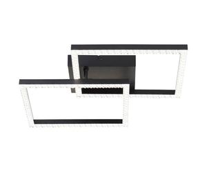 Brilliant Plafoniera a LED di colore nero, lampada da soffitto dal design moderno con elementi in cristallo, due elementi di luce quatratica (uno regolabile), colore bianco neutro (4000 Kelvin) e 2700