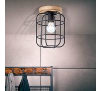 Brilliant Plafoniera Gwen, Ø 20 cm, legno antico/nero, metallo/legno Brilliant