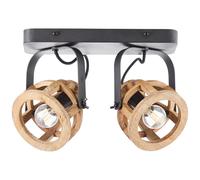 Brilliant Plafoniera Trave Faretti Matrix Nero/Legno Max 2x 40W E14 Orientabile