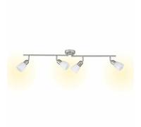 Brilliant Sofia 55331/77 - Barra con 4 faretti E14 max 40 W, in metallo e vetro, colore: Ferro/cromato