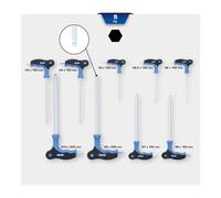 Brilliant Tools Serie di chiavi maschio piegate a esagono incassato e a testa sferica con impugnatura a T, 9pz. Quantità:1