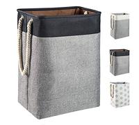 BrilliantJo Ceste per la Biancheria di Grande 78L, Cesto per la Biancheria Pieghevole con Maniglie, Cestino per la Lavanderia Adatto a camere da Letto, Bagno, 60" * 42" * 31cm, Nero+Grigio