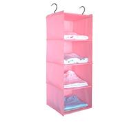 BrilliantJo Organizer Armadio, avanzato Portattuto da Appendere con 4 Scomparti con 2 Ganci Organizzatore Armadio da 30 x 30 x 84 cm, Rosa