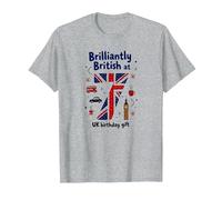 Brilliantly British at 7 UK Regalo di Compleanno Maglietta, Uomo, Grigio Melange, 6XL