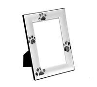 Brillibrum B-Ware Design - Cornice portafoto con impronte di zampe, 10 x 15 cm, placcata in argento, per foto di cane