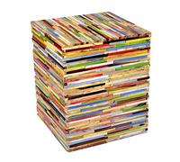 Brillibrum Design colorato tavolino in vero legno Upcycling sgabello sgabello colorato per bambini blocco di legno fiore quadrato natura