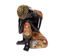 Brillibrum Figura di Buddha Thai Buddha nero oro 16 cm Buddha seduto seduto meditante Feng Shui in poliresina Thai Buddha addormentato