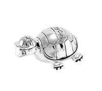 Brillibrum Scatola per ricci a forma di tartaruga, per bambini, placcata argento e anti-ossidazione, idea regalo per battesimo My First Curl