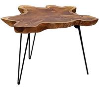 Brillibrum Tavolo da soggiorno in teak di design, tavolo pieghevole in legno di teak con struttura in metallo, tavolino da caffè, pieghevole, in legno naturale unico, robusto