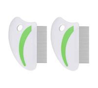 Brillirare 2 Pack Flea Lice Comb, Stainless Steel Dog Cat Grooming Combs with Rounded Teeth, Professional Pet Tear Stain Remover, Dematting Tool for Small, Medium & Large Pets