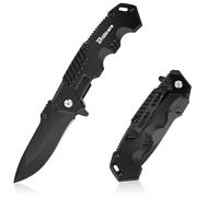 Brillirare Coltello da tasca pieghevole, lama 2,6 pollici: piccolo coltello di sopravvivenza con clip, serratura a pulsante e rompivetro, ideale per caccia, camping ed escursioni