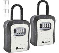 BRILLIRARE Confezione da 2 scatole con serratura a combinazione a 4 cifre, impermeabili, con gancio rimovibile, per montaggio a parete, per chiavi ripristinabili, grandi scatole per password per auto