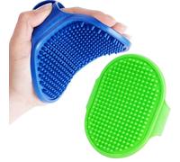 BRILLIRARE Confezione da 2 spazzole per la toelettatura del cane, in morbido silicone di alta qualità, con manico regolabile, pettine lenitivo per shampoo e shampoo per massaggiare cani e gatti a pelo