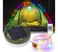 Brillistep Ghirlanda luminosa solare da campeggio all'aperto led RGB per tende impermeabili IP65 lampada lanterna da campeggio solare con ghirlanda luminosa led RGB 10m