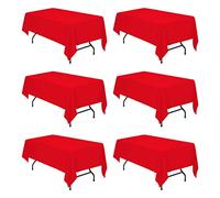 BRILLMAX 6 Pack Red Tablecloths for 6 Foot Rectangle Tables 60 x 102 Inch - 6ft Rectangular Bulk Linen Polyester Fabric Washable Long Clothes for Wedding Reception Banquet Party Buffet Restaurant