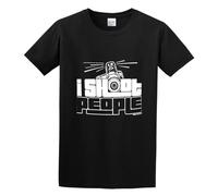 Brilloop I Shoot People Funny Photography Camera Novelty Humor Men's T-Shirt Unisex Black Cotton Print Tee Shirts L