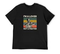 Brilloop Im A Lover Not A Fighter Blood in out Men's T-Shirt Unisex Black Cotton Print Tee Shirts S