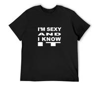 Brilloop I'm Sexy Funny And I Know It Party Disco Club Men's T-Shirt Unisex Black Cotton Print Tee Shirts XXL