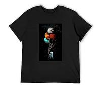 Brilloop The Spacemans Trip Cosmic Planet Rainbow Men's T-Shirt Unisex Black Cotton Print Tee Shirts XXL