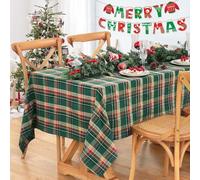 BrillShine Tovaglia Natalizia Quadretti 140 x 210 cm Verde Rettangolare Lavabile Tovaglia per Feste Picnic Attività All'aperto Compleanno Cena Decorazione
