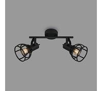 Briloner 2669-025, Lampada da soffitto retrò, 2 luci, faretti, plafoniera vintage, E14 max 25 Watt, paralume regolabile, nero
