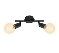 Briloner 2868-025 Lampada da Parete, 2 Faretti Orientabili e Regolabili, Retrò/Vintage, 2 X E27, Max. 60W, Metallo, Nero 60 W