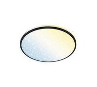 Briloner 3065-015 Lampada da Soffitto Smart LED, Plafoniera Rotonda Wifi, Retroilluminata, Nero, Diametro 490 Mm