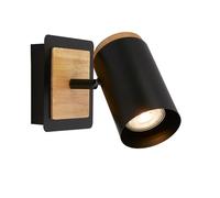BRILONER - Applique da parete interno, attacco GU10, max. 10 W, applique camera da letto, interno, lampada, 12x14,5 cm, nero-legno