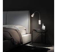 Briloner - Lampada da comodino, lampada da parete, lampada da lettura con braccio flessibile, interruttore on/off tramite funzione touch, 1 LED/GU10, 5 Watt, 400 Lumen, 3000 Kelvin, metallo, nichel