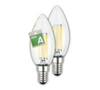 BRILONER - Classe A Set di 2 lampade LED a filamento E14 a candela, luce bianca calda, 2,5W, 525lm, lampadina, illuminante, lampadine, 35x98 mm