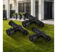 BRILONER - Sistema da giardino Connect to Shine 12V set di 3 connettori a T, set di prolunghe, IP67 contro immersione temporanea, 1 ingresso 2 uscite per la ramificazione, 55x35x15mm, nero