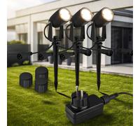 Briloner Faretto a LED con picchetto 3927035 Set di 3 pezzi, nero, 12 V, Ø 4 cm 3927035