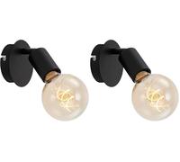 Briloner - Faretto da Parete, Applique, Retrò/Vintage, Orientabile, Regolabile e Inclinabile, E27, Max. 60W, 100x80mm (DxA), Metallo, Nero (Confezione da 2)