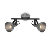 BRILONER - Faretto da soffitto vintage, lampada da soffitto girevole retrò, plafoniera, 2x attacco E14, Argento-Creato, 305x100x180 mm