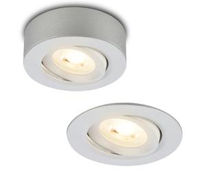 BRILONER - Faretto da superficie e da incasso 2 in 1 LED, orientabile, dimmerabile, luce bianca calda, spot LED 230V, spot da soffitto, dimensione foro 68mm, 90x30mm (DxH), cromo opaco