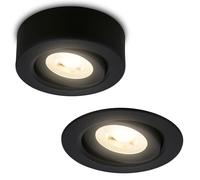 BRILONER - Faretto da superficie e da incasso 2 in 1 LED, orientabile, luce bianca calda, piatto, spot LED 230V, spot da soffitto, foro 68mm, 90x30mm (DxH), nero