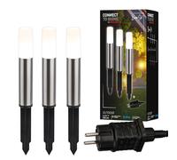 Briloner - illuminazione da giardino Connect to Shine 12V, set di 3 faretti a LED con picchetto, set con trasformatore, IP44, luce bianca calda, luci per sentieri, faretti per giardino, 36,5x4 cm