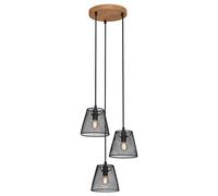 BRILONER Lampada a Sospensione con 3 luci, retrò, Vintage, paralumi in Rete Metallica, 3X E14, Max. 40 Watt, Metallo-Legno, Nero, 210x1255mm (DxH) 120 W
