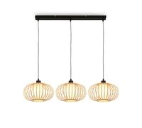 BRILONER - Lampada a sospensione in bambù, lampada da soffitto per soggiorno, plafoniera in legno, lampada da soggiorno, lampada da soggiorno, boho, attacco E27, 70x28x120 cm (LxWxH)