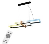 BRILONER - Lampada a sospensione LED dimmerabile CCT, telecomando, luce notturna e timer, plafoniera LED, lampada LED, lampada da soggiorno, lampada a sospensione, lampada da cucina con legno