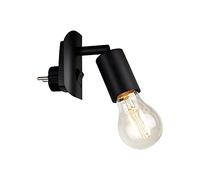 Briloner Leuchten 2602-015 - Lampada a spina, 1 lampadina E27, max. 25 Watt, interruttore on/off, in metallo, 95 x 67 x 78 mm (L x P x A), colore: Nero