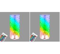 Briloner - Lampada da comodino a batteria, lampada LED RGB con telecomando, lampada da tavolo in cristallo touch, lampada da lettura da campeggio, trasparente, cavo USB-C, 215x90mm (HxP)