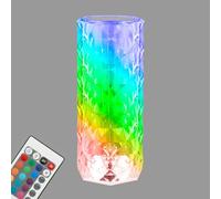 BRILONER - Lampada da comodino a batteria, lampada LED RGB con telecomando, lampada da tavolo in cristallo touch, lampada da lettura da campeggio, trasparente, cavo USB-C, 215x90mm (HxP)