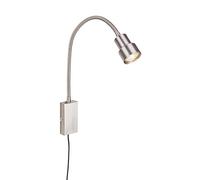 Briloner - Lampada da comodino, lampada da parete, lampada da lettura con braccio flessibile, interruttore on/off tramite funzione touch, 1 LED/GU10, 5 Watt, 400 Lumen, 3000 Kelvin, metallo, nichel