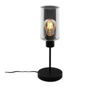 BRILONER - Lampada da comodino, vetro fumé, lampada da scrivania con interruttore a cavo, lampada da tavolo E27 per home office, lampada da lettura, nero