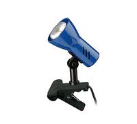 BRILONER - Lampada da lettura da comodino, da scrivania per bambini, lampada da tavolo, morsetto per libri, orientabile, interruttore a cavo, blu